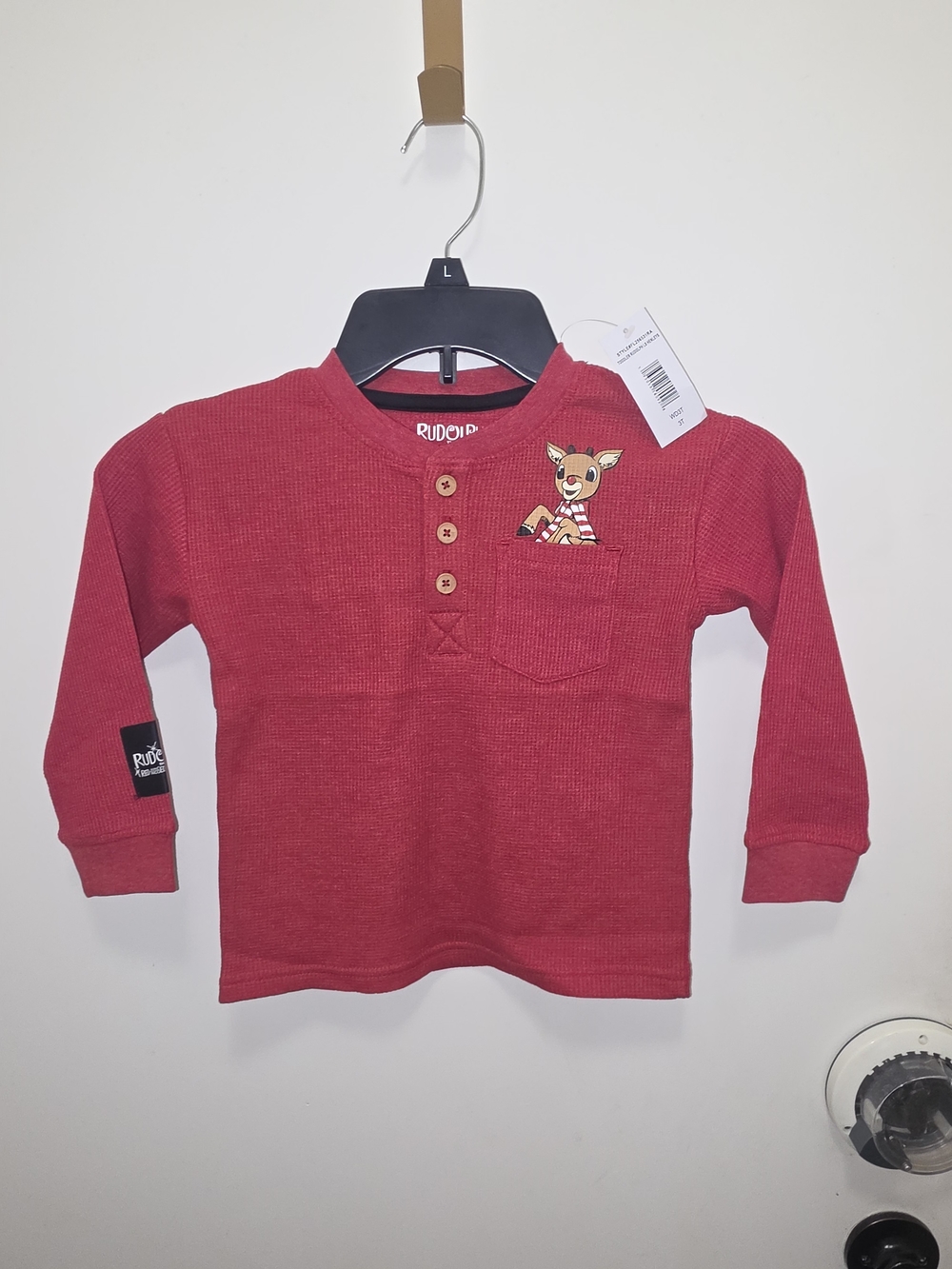 Rudolph The Red Nose Raindeer Long-Sleeve Thermal Shirt Size 3T
